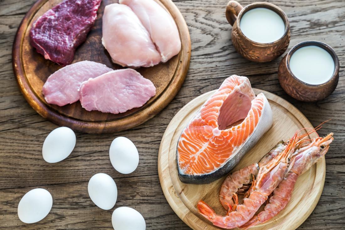 Protein diet: raw products on the wooden background